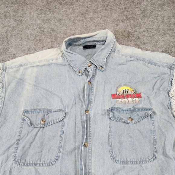 Arizona Bike Week Mens 2XL Motorcycle 2013 Distressed Denim Vest Cyclefest - Picture 7 of 15